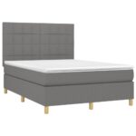 vidaXL Posteľ boxsping s matracom a LED tmavosivá 140x200 cm látka – Obrázok 3