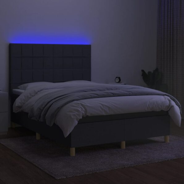 VXL8720287389620_g_en_hd_2.jpg vidaXL Posteľ boxsping s matracom a LED tmavosivá 140x200 cm látka – Obrázok 4