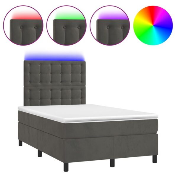 VXL8720287398783_a_en_hd_1.jpg vidaXL Posteľ boxsping s matracom a LED tmavosivá 120x200 cm zamat – Obrázok 2