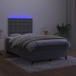 vidaXL Posteľ boxsping s matracom a LED tmavosivá 120x200 cm zamat – Obrázok 4