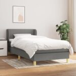 vidaXL Boxspring posteľ s matracom tmavosivá 90x200 cm látka