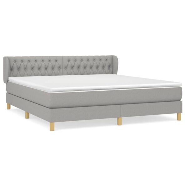 vidaXL Boxspring posteľ s matracom bledosivá 180x200 cm látka – Obrázok 2
