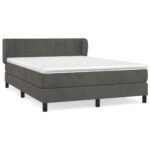 vidaXL Posteľný rám boxspring s matracom tmavosivý 140x200 cm zamat – Obrázok 2
