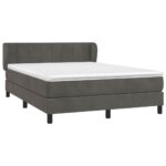 vidaXL Posteľný rám boxspring s matracom tmavosivý 140x200 cm zamat – Obrázok 3