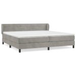 vidaXL Posteľný rám boxsping s matracom bledosivý 200x200 cm zamat – Obrázok 2