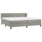 vidaXL Posteľný rám boxsping s matracom bledosivý 200x200 cm zamat – Obrázok 3
