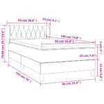 vidaXL Posteľný rám boxsping s matracom bledosivý 90x190 cm zamat – Obrázok 7