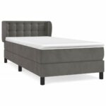 vidaXL Posteľný rám boxspring s matracom tmavosivý 100x200 cm zamat – Obrázok 2