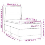 vidaXL Posteľný rám boxspring s matracom krémový 90x190 cm látka – Obrázok 7