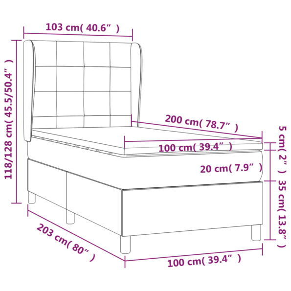 vidaXL Boxspring posteľ s matracom čierna 100x200 cm látka – Obrázok 7