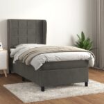 vidaXL Posteľný rám boxspring s matracom tmavosivý 90x200 cm zamat