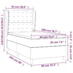 vidaXL Posteľný rám boxspring s matracom tmavosivý 90x200 cm zamat – Obrázok 7