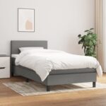 vidaXL Boxspring posteľ s matracom tmavosivá 100x200 cm látka