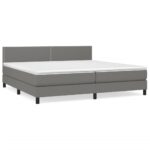 vidaXL Boxspring posteľ s matracom tmavosivá 200x200 cm látka – Obrázok 2