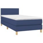 vidaXL Posteľný rám boxspring s matracom modrý 90x200 cm látka – Obrázok 3