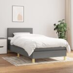 vidaXL Boxspring posteľ s matracom tmavosivá 100x200 cm látka