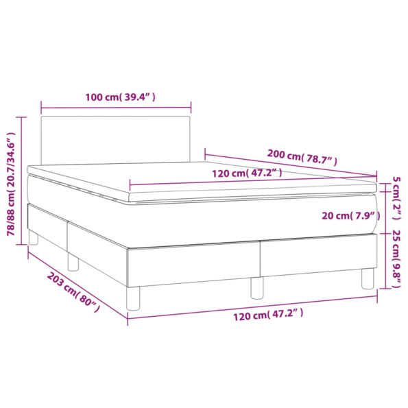 vidaXL Boxspring posteľ s matracom bledosivá 120x200 cm látka – Obrázok 7