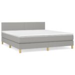 vidaXL Boxspring posteľ s matracom bledosivá 180x200 cm látka – Obrázok 2