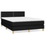 vidaXL Posteľný rám boxspring s matracom čierny 140x200 cm látka – Obrázok 2