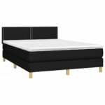 vidaXL Posteľný rám boxspring s matracom čierny 140x200 cm látka – Obrázok 3