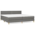 vidaXL Boxspring posteľ s matracom tmavosivá 200x200 cm látka – Obrázok 2