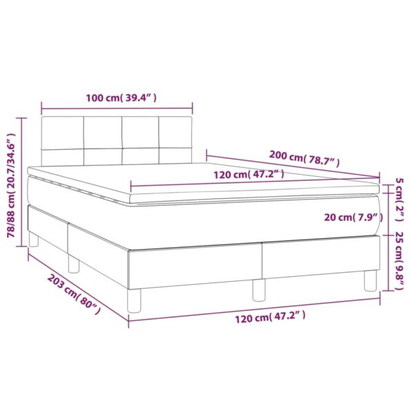 vidaXL Boxspring posteľ s matracom bledosivá 120x200 cm látka – Obrázok 7