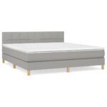vidaXL Boxspring posteľ s matracom bledosivá 180x200 cm látka – Obrázok 2