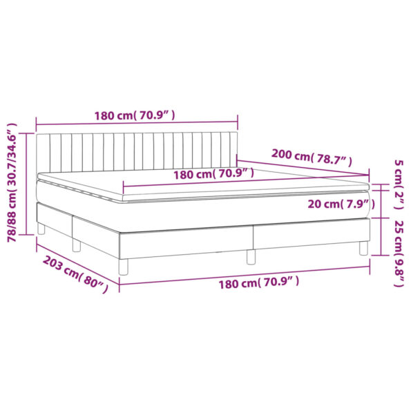 vidaXL Boxspring posteľ s matracom bledosivá 180x200 cm látka – Obrázok 7