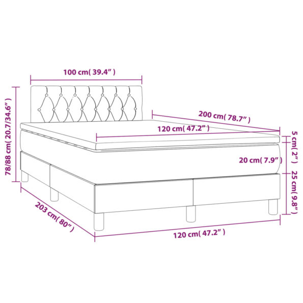 vidaXL Boxspring posteľ s matracom bledosivá 120x200 cm látka – Obrázok 7