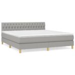 vidaXL Boxspring posteľ s matracom bledosivá 180x200 cm látka – Obrázok 2