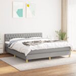 vidaXL Boxspring posteľ s matracom bledosivá 180x200 cm látka