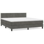 vidaXL Posteľný rám boxspring s matracom tmavosivý 180x200 cm zamat – Obrázok 2