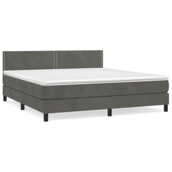 vidaXL Posteľný rám boxspring s matracom tmavosivý 180x200 cm zamat – Obrázok 2