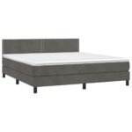 vidaXL Posteľný rám boxspring s matracom tmavosivý 180x200 cm zamat – Obrázok 3