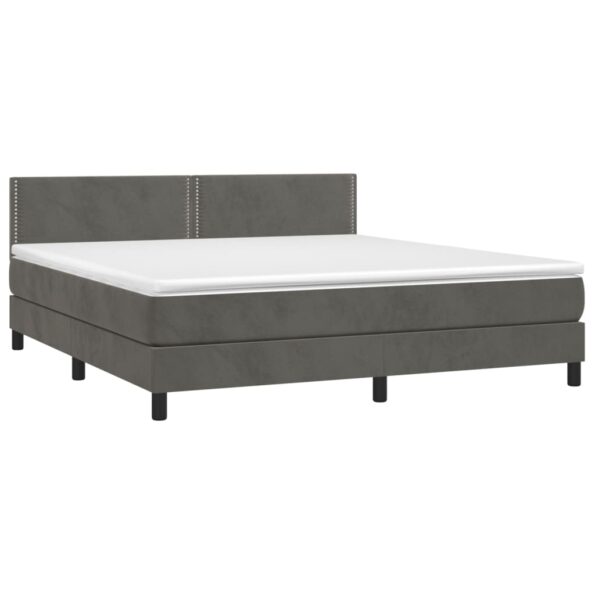 vidaXL Posteľný rám boxspring s matracom tmavosivý 180x200 cm zamat – Obrázok 3