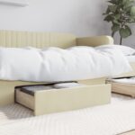 vidaXL Posteľné zásuvky 2 ks krémové kompozitné drevo a umelá koža