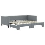vidaXL Denná posteľ s rozkladacou posteľou bledosivá 90x200 cm látka – Obrázok 2