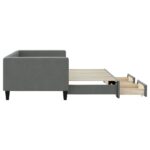 vidaXL Rozkladacia denná posteľ so zásuvkami tmavosivá 90x200 cm látka – Obrázok 4