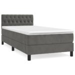 vidaXL Posteľný rám boxspring s matracom tmavosivý 90x200 cm zamat – Obrázok 2