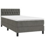 vidaXL Posteľný rám boxspring s matracom tmavosivý 90x200 cm zamat – Obrázok 3