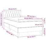 vidaXL Posteľný rám boxspring s matracom tmavosivý 90x200 cm zamat – Obrázok 7