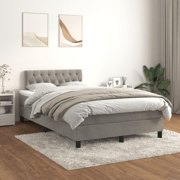 VXL8720845501372_m_en_hd_1.jpg vidaXL Posteľný rám boxsping s matracom bledosivý 120x200 cm zamat – Obrázok 1