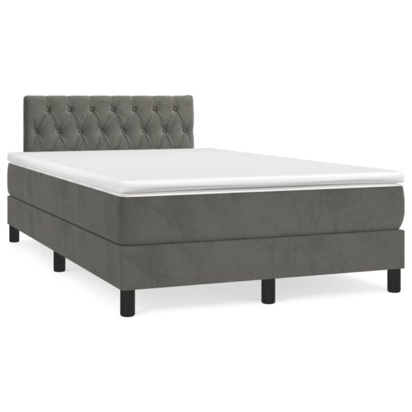 vidaXL Posteľný rám boxspring s matracom tmavosivý 90x190 cm zamat – Obrázok 2