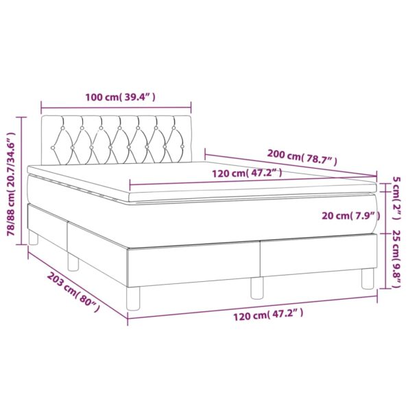 vidaXL Posteľný rám boxspring s matracom tmavosivý 90x190 cm zamat – Obrázok 7