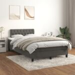 vidaXL Posteľný rám boxspring s matracom tmavosivý 90x190 cm zamat