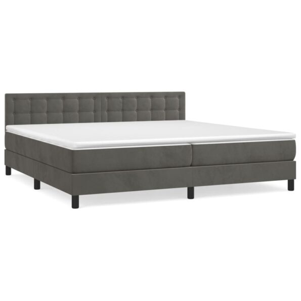 vidaXL Posteľný rám boxspring s matracom tmavosivý 200x200 cm zamat – Obrázok 2