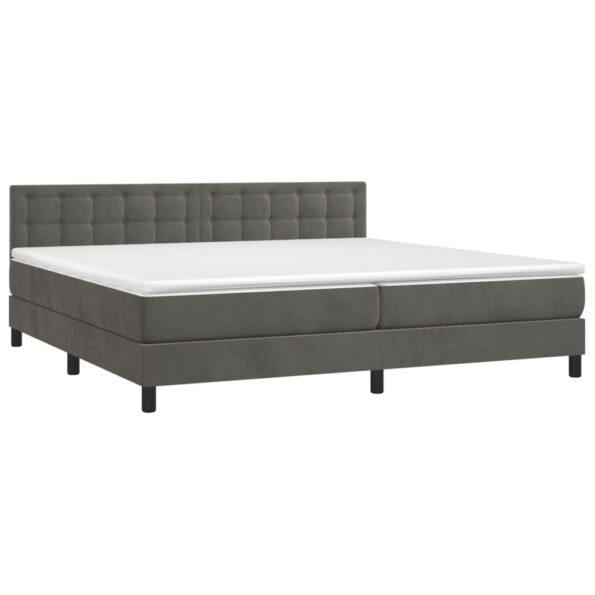 vidaXL Posteľný rám boxspring s matracom tmavosivý 200x200 cm zamat – Obrázok 3