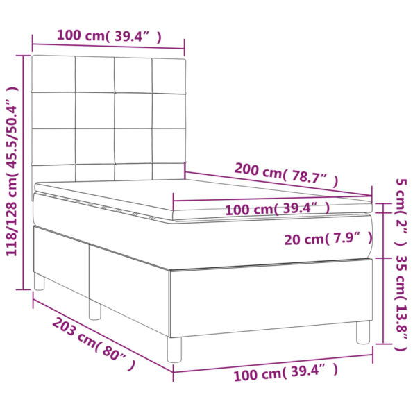vidaXL Boxspring posteľ s matracom čierna 100x200 cm látka – Obrázok 6