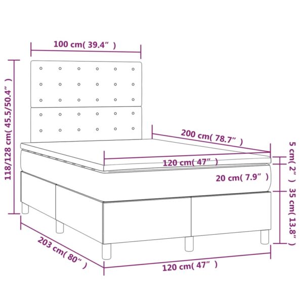 vidaXL Posteľný rám boxspring s matracom tmavosivý 90x190 cm zamat – Obrázok 6