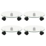 vidaXL Podstavce pod kvetináč 4 ks 28 cm tvrdené sklo okrúhle
